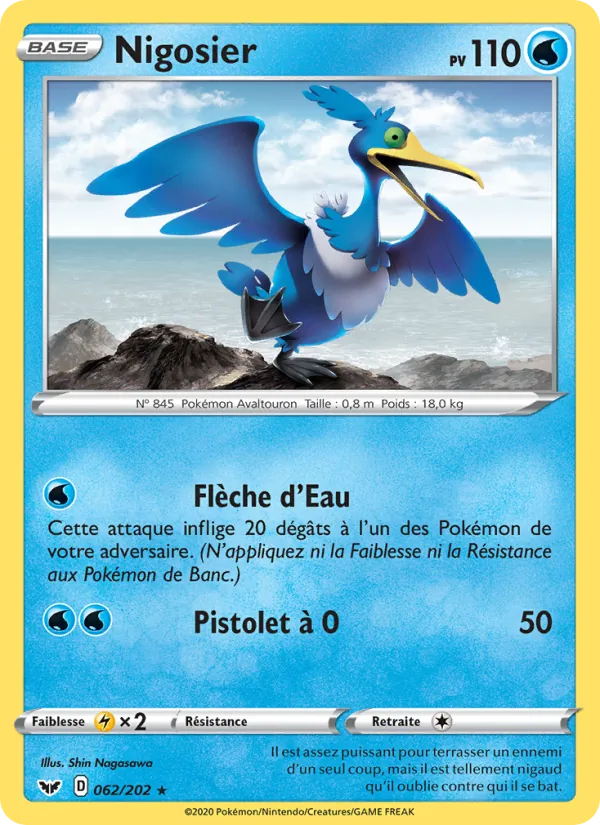 Carte Pokémon Nigosier 62/202 de l'extension Épée et Bouclier