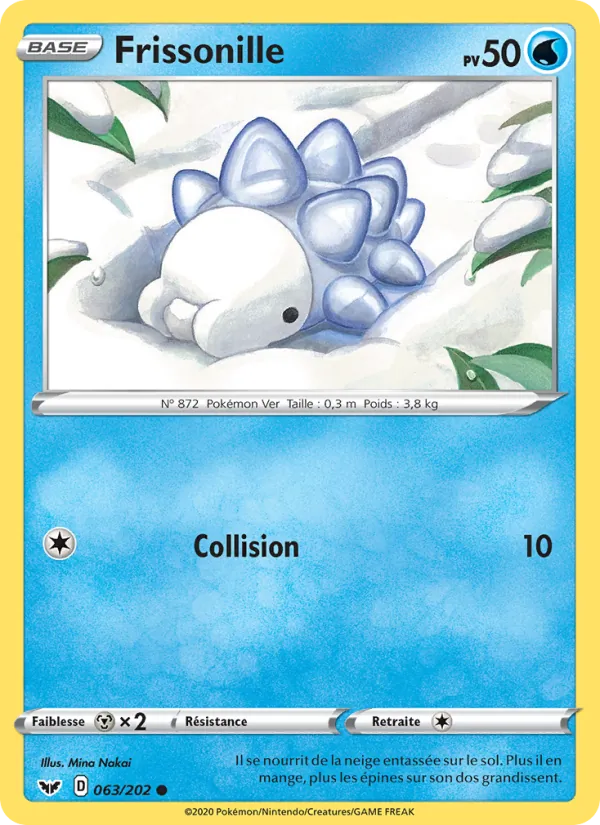 Carte Pokémon Frissonille 63/202 de l'extension Épée et Bouclier