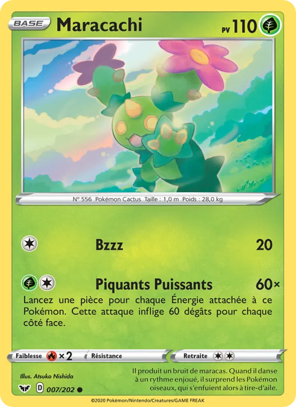 Carte Pokémon Maracachi 7/202 de l'extension Épée et Bouclier