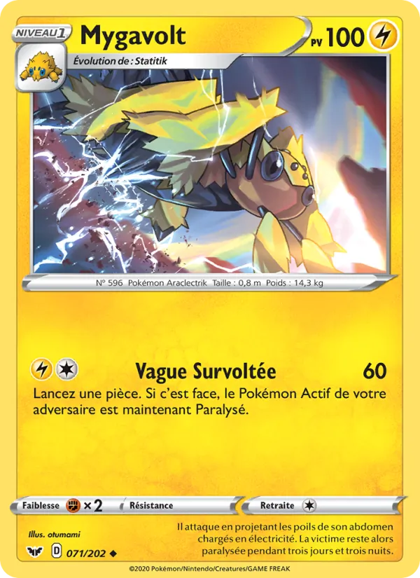 Carte Pokémon Mygavolt 71/202 de l'extension Épée et Bouclier
