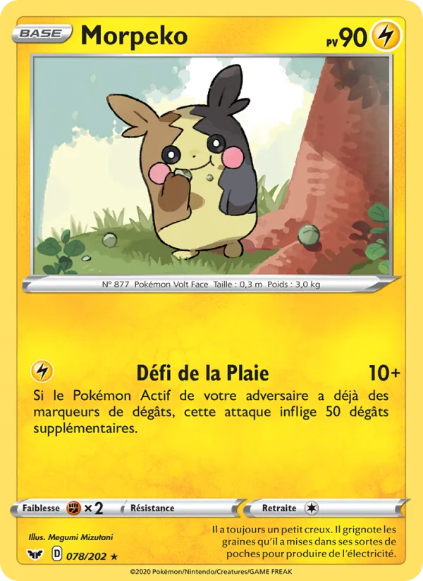Carte Pokémon Morpeko 78/202 de l'extension Épée et Bouclier