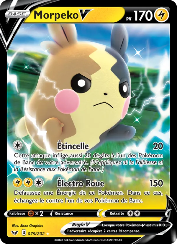 Carte Pokémon Morpeko V 79/202 de l'extension Épée et Bouclier