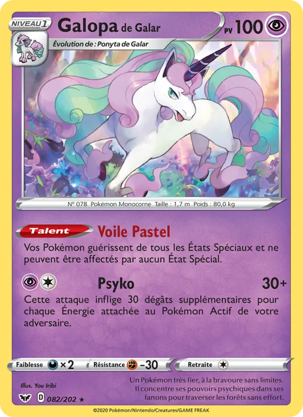 Carte Pokémon Galopa de Galar 82/202 de l'extension Épée et Bouclier