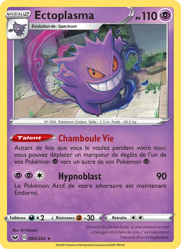 Carte Pokémon Ectoplasma 85/202 de l'extension Épée et Bouclier