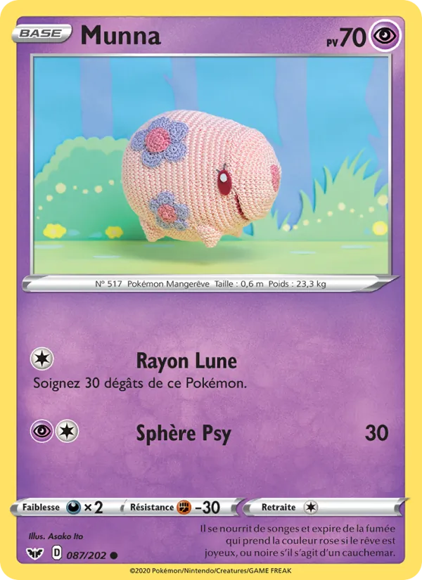 Carte Pokémon Munna 87/202 de l'extension Épée et Bouclier