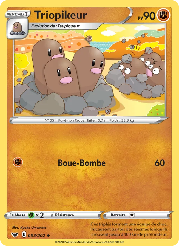 Carte Pokémon Triopikeur 93/202 de l'extension Épée et Bouclier