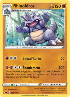Carte Pokémon Rhinoféros 98