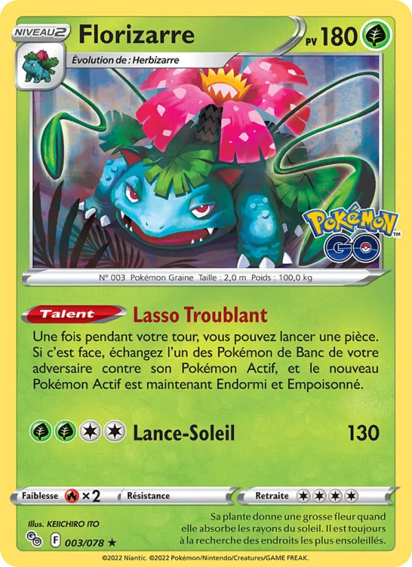 Carte Pokémon Florizarre 003/78 de l'extension Pokémon GO