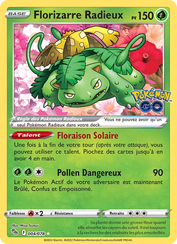 Carte Pokémon Florizarre Radieux 004/78 de l'extension Pokémon GO