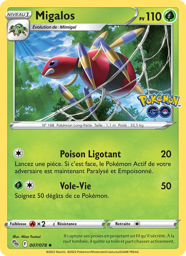 Carte Pokémon Migalos 007/78 de l'extension Pokémon GO