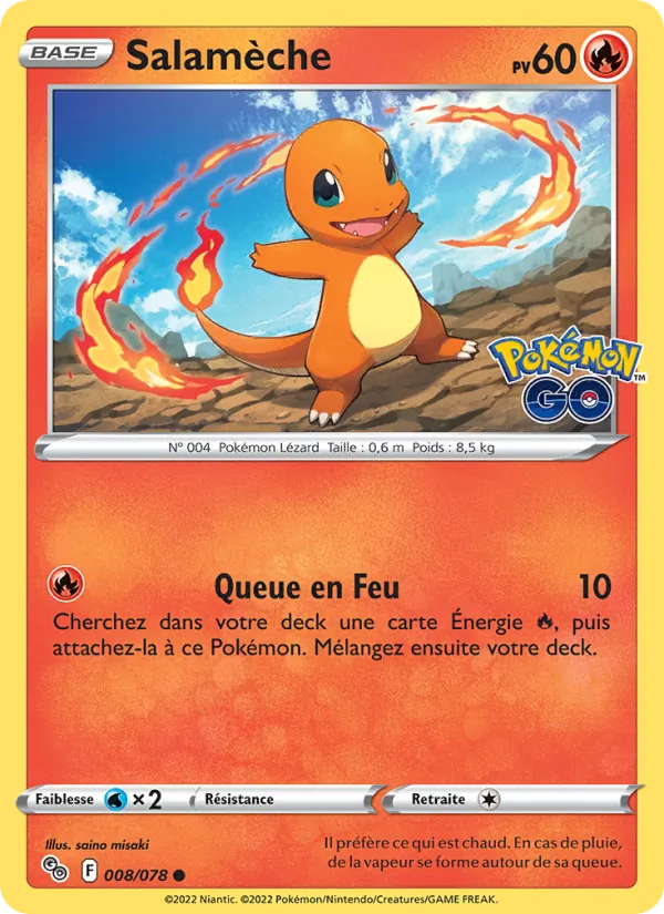 Carte Pokémon Salamèche 008/78 de l'extension Pokémon GO