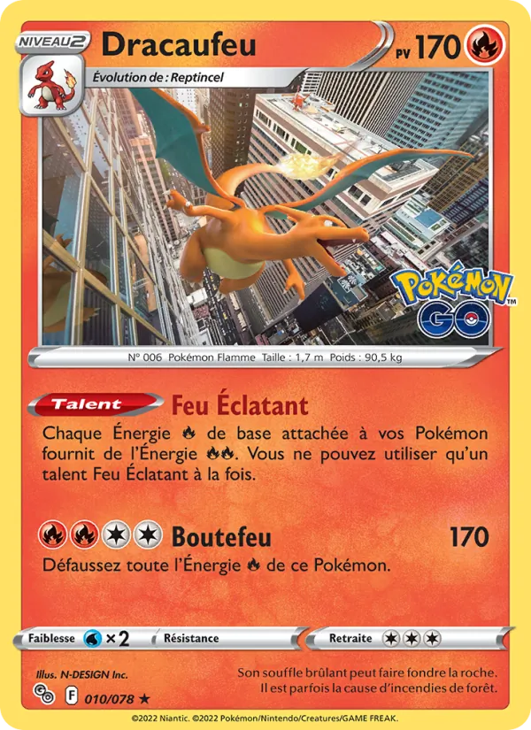 Carte Pokémon Dracaufeu 010/78 de l'extension Pokémon GO