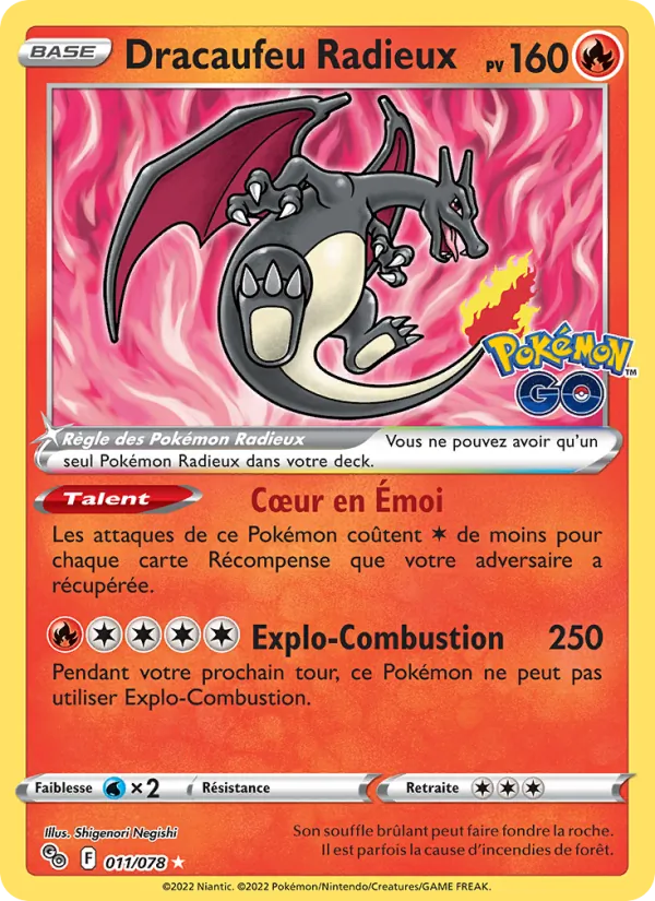 Carte Pokémon Dracaufeu Radieux 011/78 de l'extension Pokémon GO