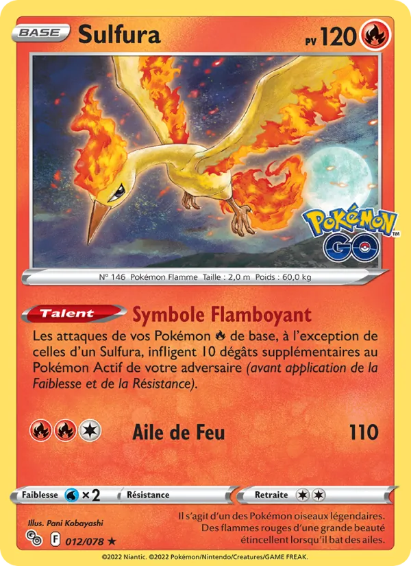 Carte Pokémon Sulfura 012/78 de l'extension Pokémon GO