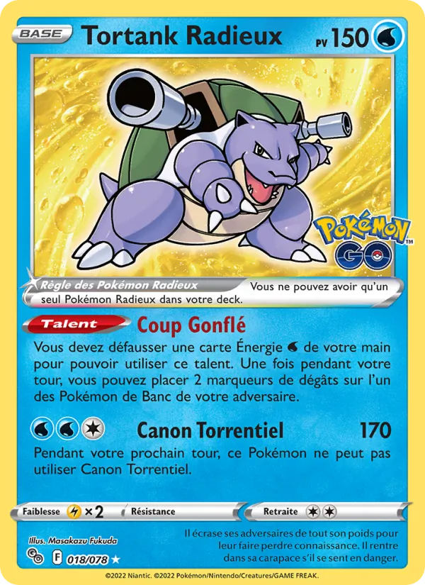 Carte Pokémon Tortank Radieux 018/78 de l'extension Pokémon GO