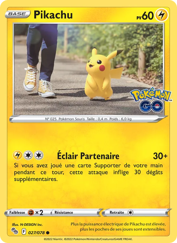 Carte Pokémon Pikachu 027/78 de l'extension Pokémon GO