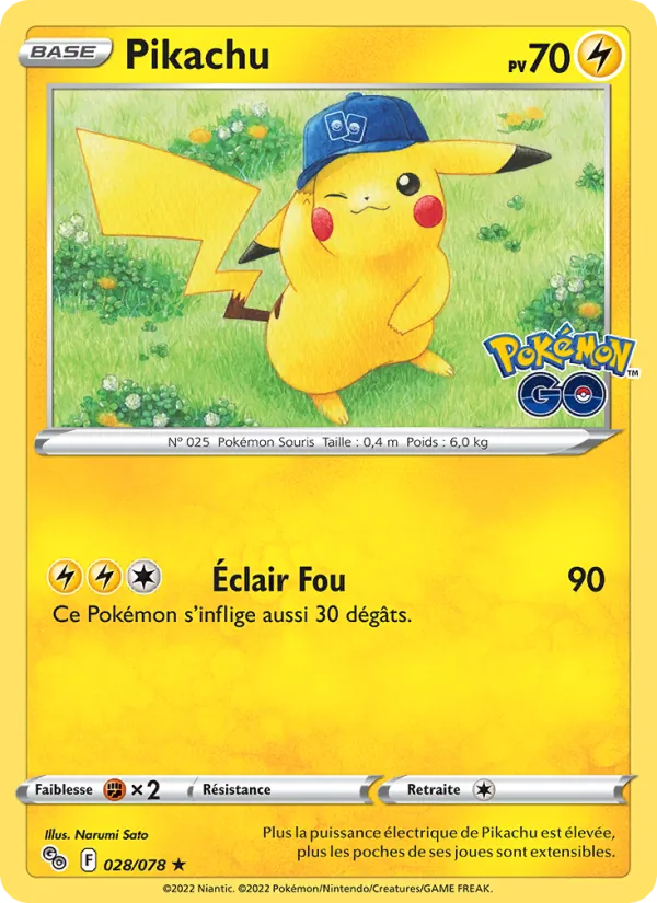Carte Pokémon Pikachu 028/78 de l'extension Pokémon GO
