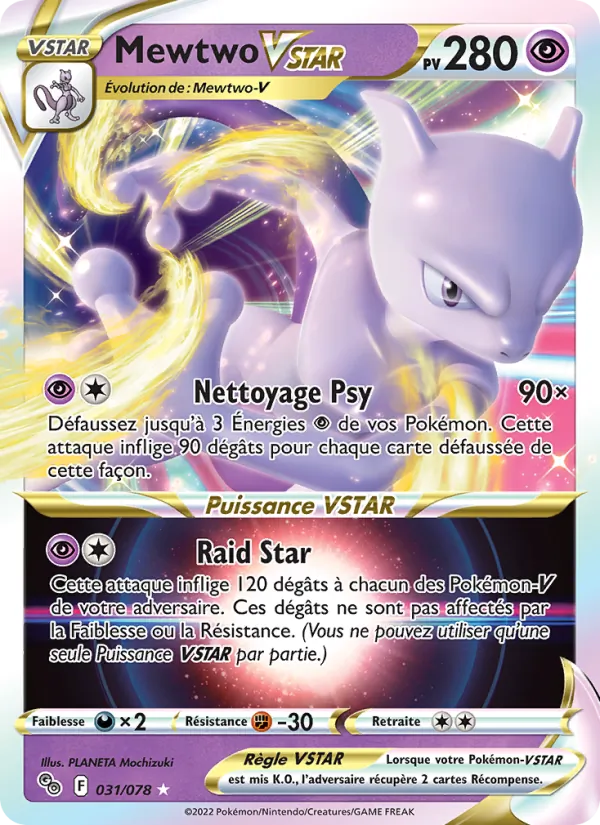 Carte Pokémon Mewtwo VSTAR 031/78 de l'extension Pokémon GO