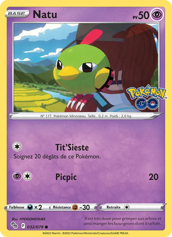 Carte Pokémon Natu 032/78 de l'extension Pokémon GO