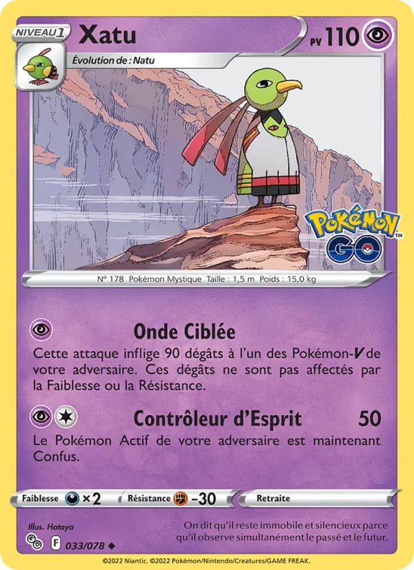 Carte Pokémon Xatu 033/78 de l'extension Pokémon GO