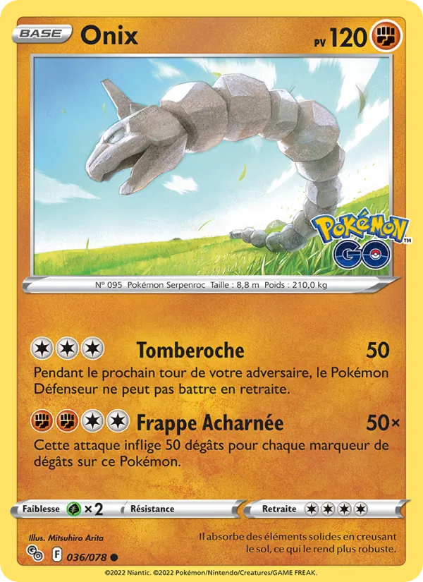 Carte Pokémon Onix 036/78 de l'extension Pokémon GO