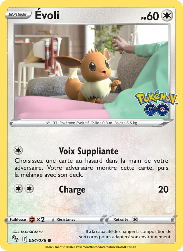 Carte Pokémon Évoli 054/78 de l'extension Pokémon GO