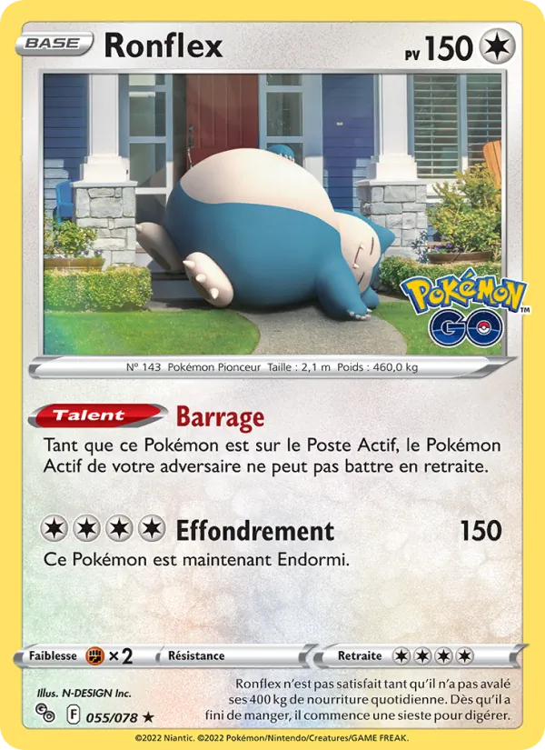 Carte Pokémon Ronflex 055/78 de l'extension Pokémon GO