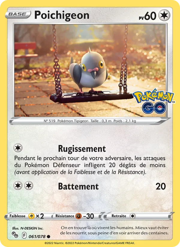 Carte Pokémon Poichigeon 061/78 de l'extension Pokémon GO