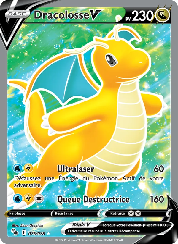 Carte Pokémon Dracolosse V 076/78 de l'extension Pokémon GO