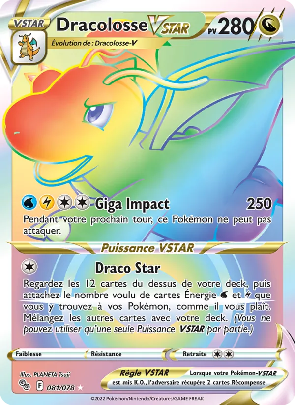 Carte Pokémon Dracolosse VSTAR 081/78 de l'extension Pokémon GO