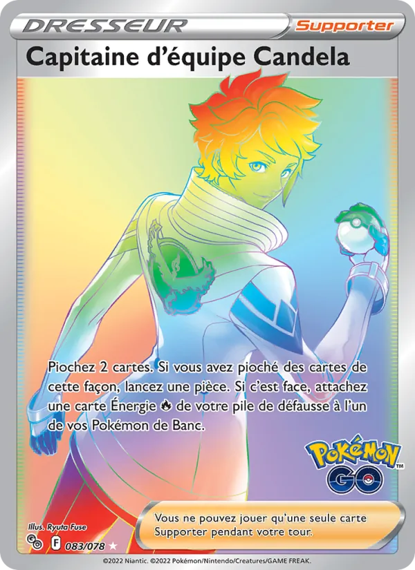 Carte Pokémon Capitaine d'équipe Candela 083/78 de l'extension Pokémon GO