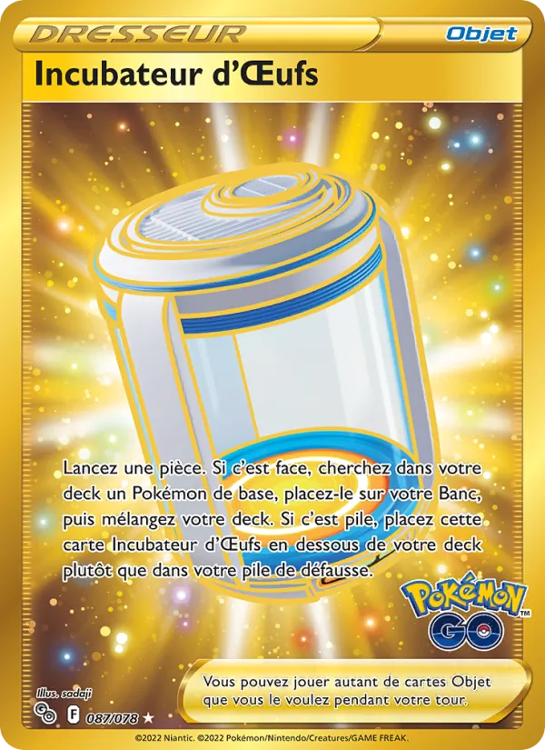 Carte Pokémon Incubateur d'Œufs 087/78 de l'extension Pokémon GO
