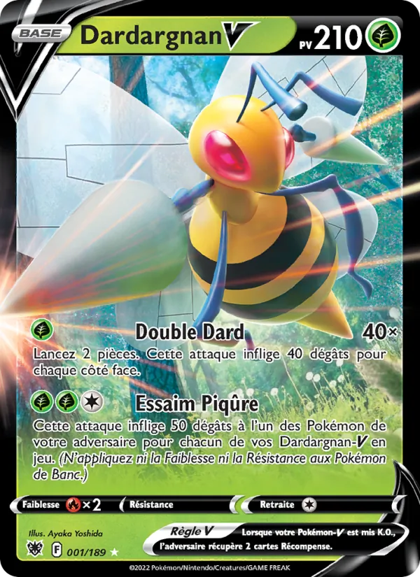 Carte Pokémon Dardargnan V 001/189 de l'extension Astres Radieux