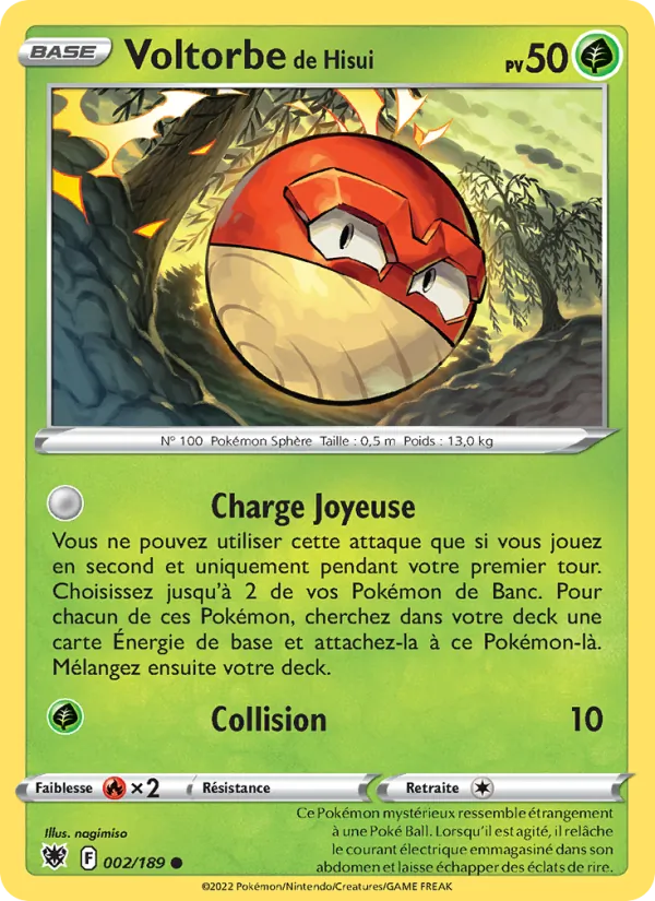 Carte Pokémon Voltorbe de Hisui 002/189 de l'extension Astres Radieux