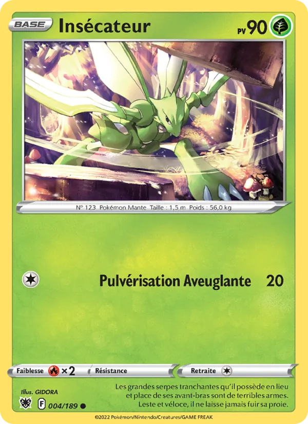 Carte Pokémon Insécateur 004/189 de l'extension Astres Radieux
