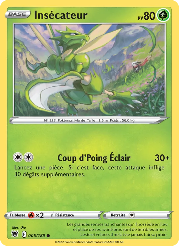 Carte Pokémon Insécateur 005/189 de l'extension Astres Radieux