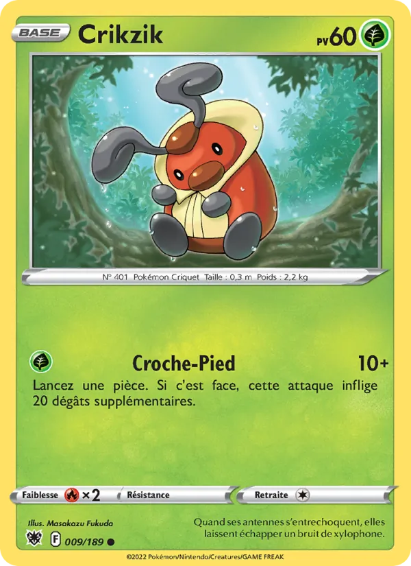 Carte Pokémon Crikzik 009/189 de l'extension Astres Radieux