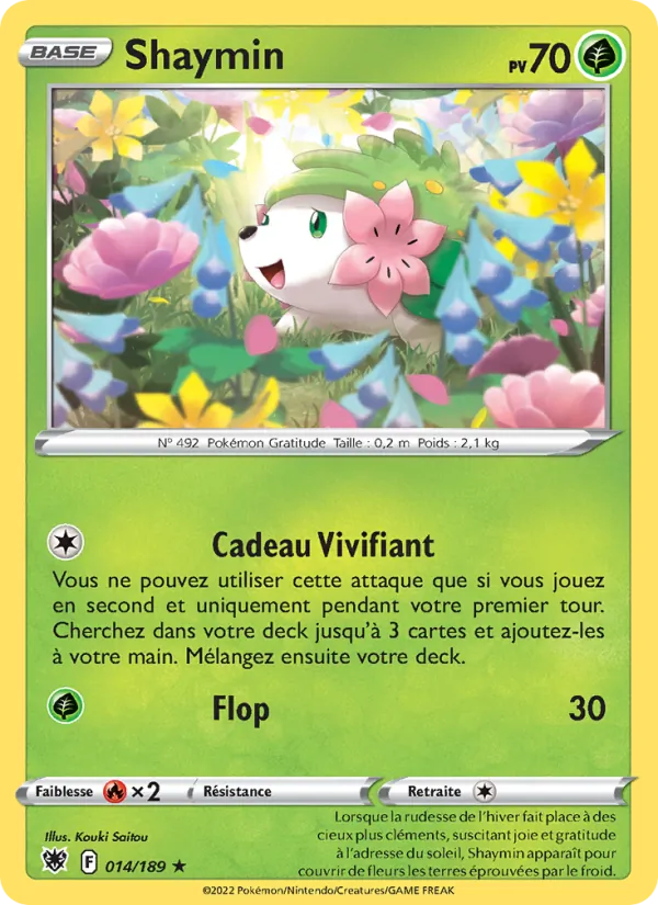 Carte Pokémon Shaymin 014/189 de l'extension Astres Radieux