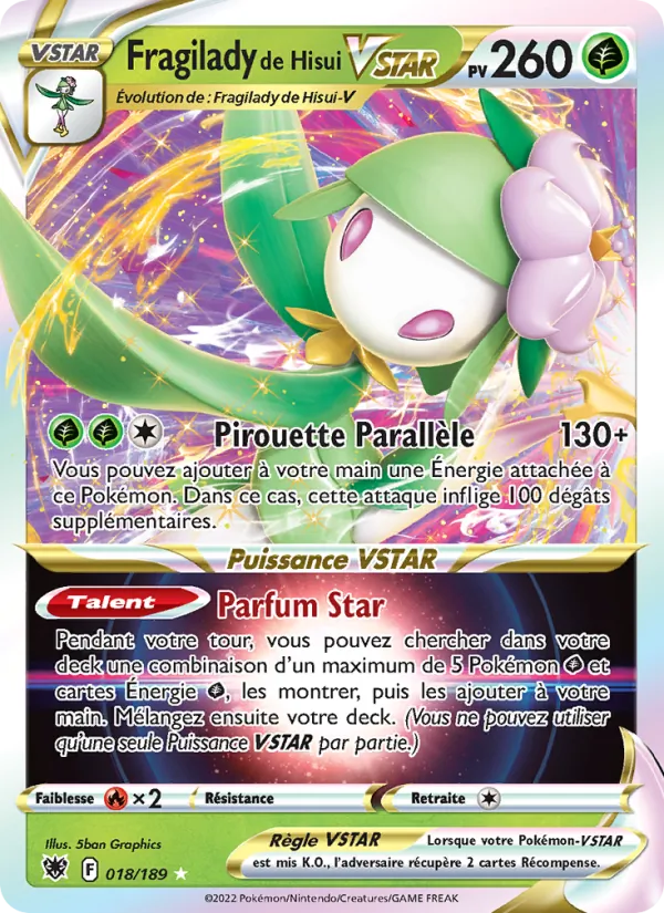 Carte Pokémon Fragilady de Hisui VSTAR 018/189 de l'extension Astres Radieux
