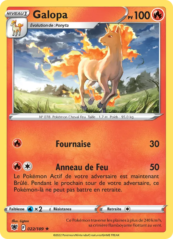 Carte Pokémon Galopa 022/189 de l'extension Astres Radieux