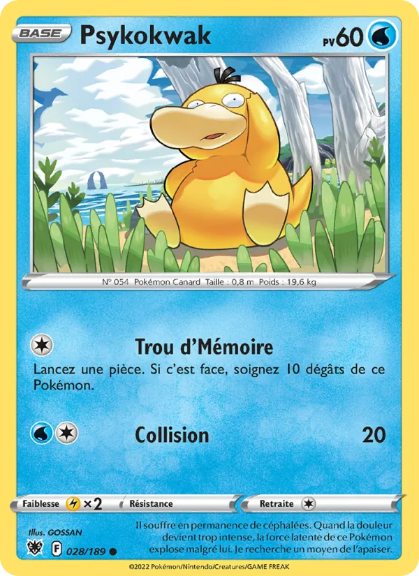 Carte Pokémon Psykokwak 028/189 de l'extension Astres Radieux