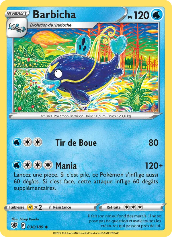 Carte Pokémon Barbicha 036/189 de l'extension Astres Radieux