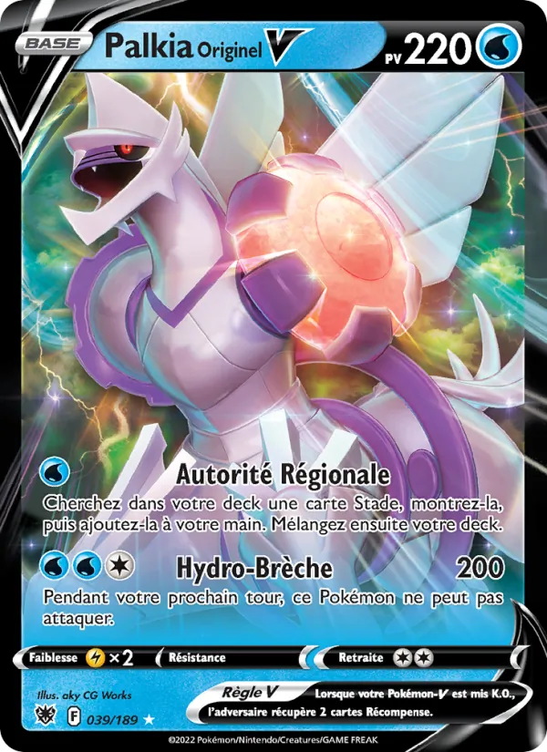 Carte Pokémon Palkia Originel V 039/189 de l'extension Astres Radieux