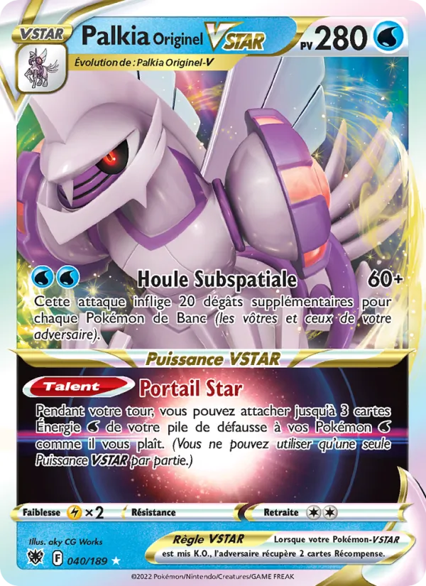 Carte Pokémon Palkia Originel VSTAR 040/189 de l'extension Astres Radieux