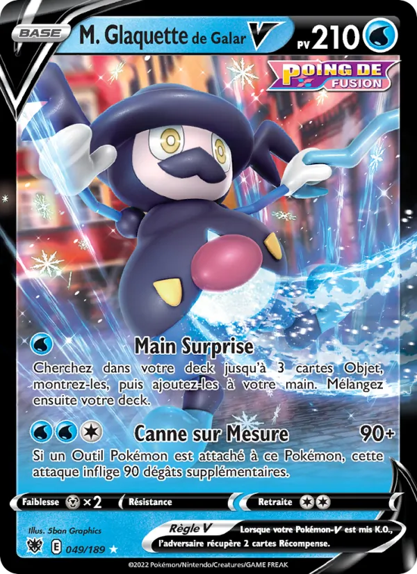 Carte Pokémon M. Glaquette de Galar V 049/189 de l'extension Astres Radieux