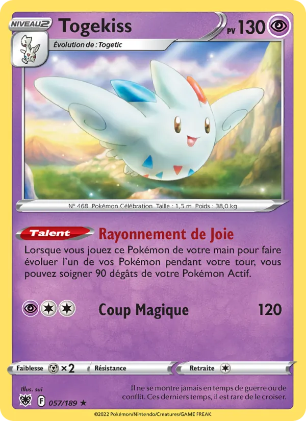 Carte Pokémon Togekiss 057/189 de l'extension Astres Radieux