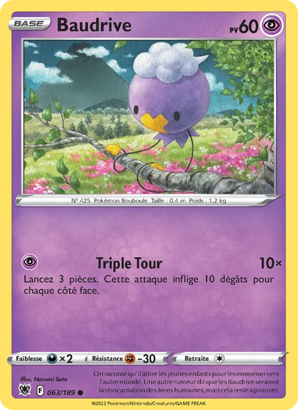 Carte Pokémon Baudrive 063/189 de l'extension Astres Radieux