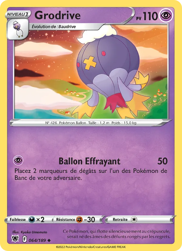Carte Pokémon Grodrive 064/189 de l'extension Astres Radieux