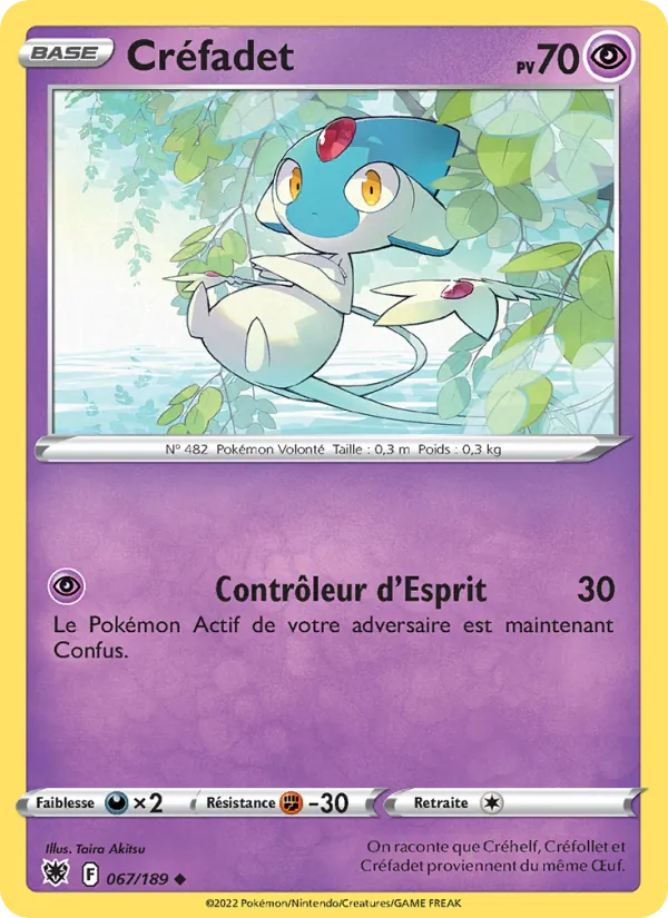 Carte Pokémon Créfadet 067/189 de l'extension Astres Radieux
