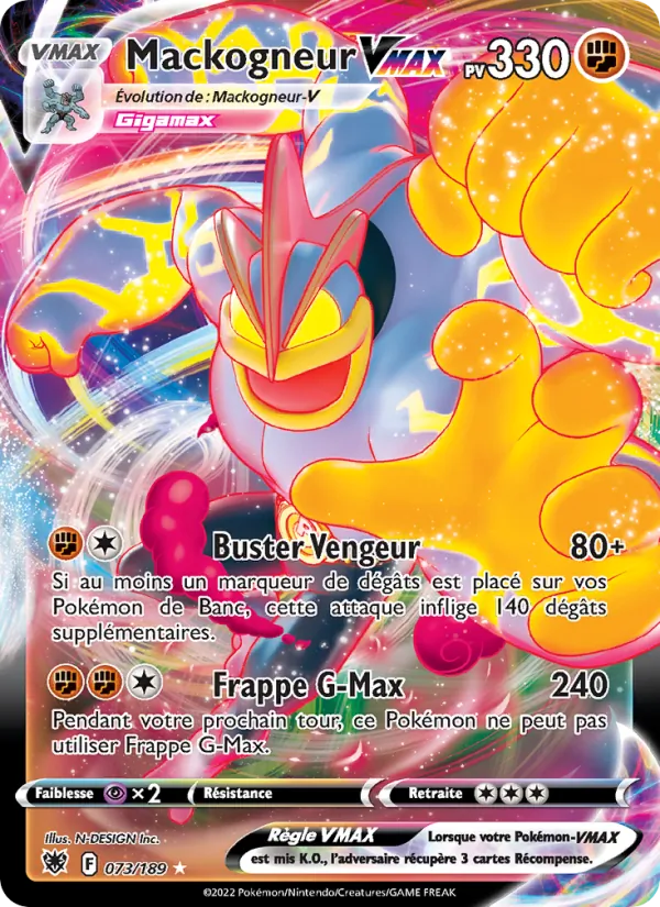 Carte Pokémon Mackogneur VMAX 073/189 de l'extension Astres Radieux